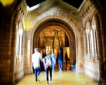 People walking in temple