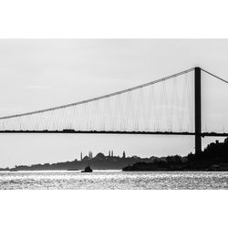 Suspension bridge over river