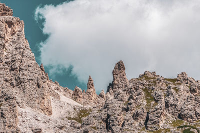 Panoramic view of rocks and mountains against sky