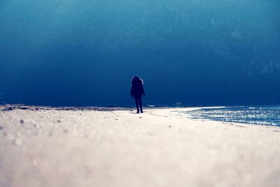 Rear view of man on beach