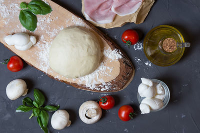 High angle view of food on table