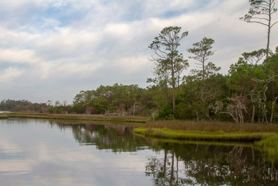 Scenic view of lake against sky