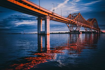 Low angle view of bridge over river against sky