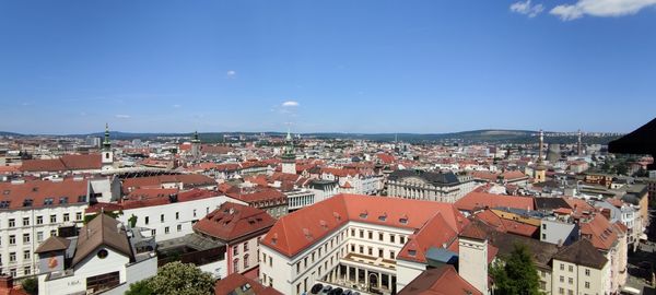 High angle view of townscape against sky