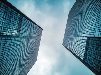 Low angle view of modern buildings against sky