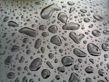 Raindrops on the table outside