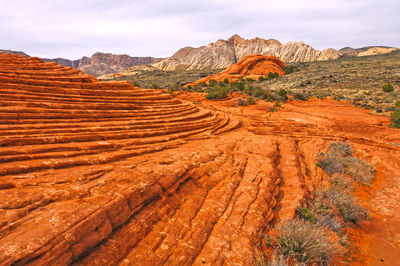 Frozen sand dunes in snow canyon state park in utah