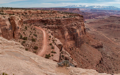 Full frame view of mountain trail on a rugged cliff