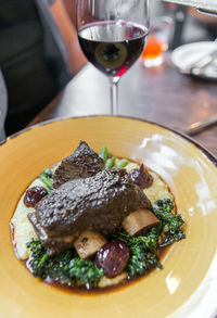 Close-up of food served in plate