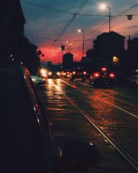 Railroad tracks at night