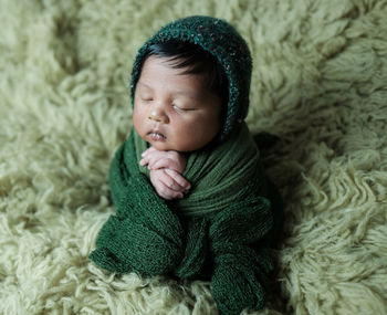 Portrait baby newborn on the wrapped