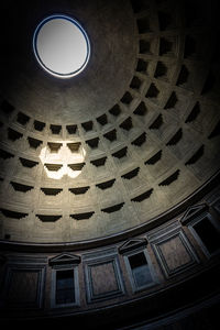 Low angle view of skylight in building
