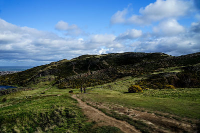 Scenic view of land against sky
