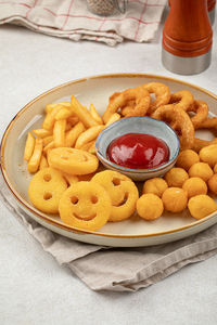 Close-up of food in plate on table