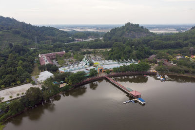 Aerial view of bukit merah laketown resort with lakeview in front. 