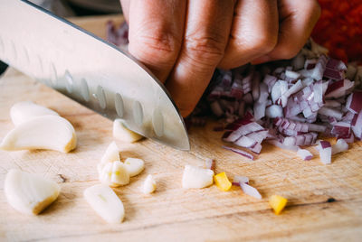 Close-up of person preparing food