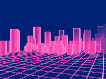 Digital composite image of pink graph against blue background