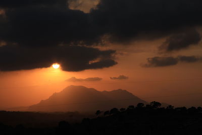 Silhouette of mountains at sunset