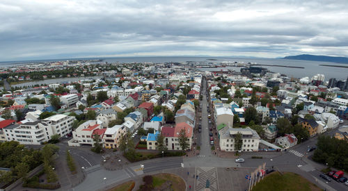 High angle view of cityscape against sky