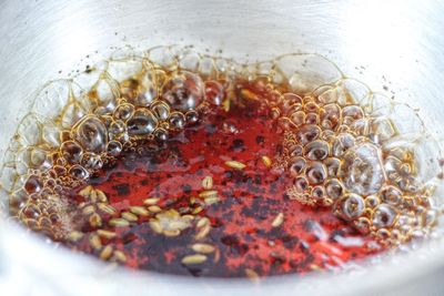 High angle view of water in container