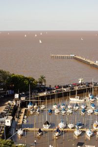 Scenic view of sea against clear sky