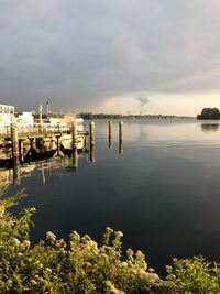 Scenic view of lake against sky