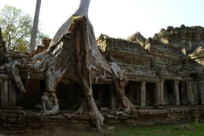 Low angle view of old ruins against sky