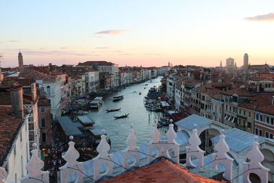 High angle view of city at waterfront