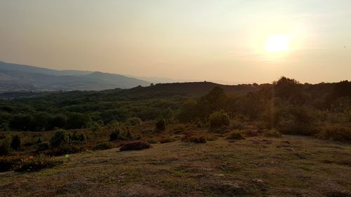 Scenic view of landscape against sky during sunset