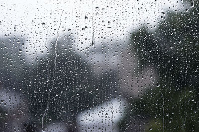 Full frame shot of raindrops on glass window