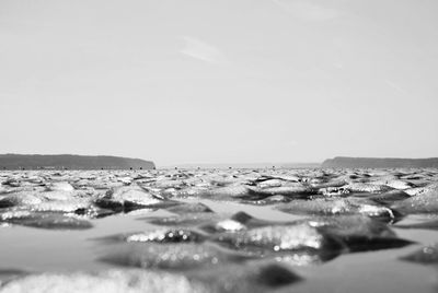 Surface level of land against clear sky