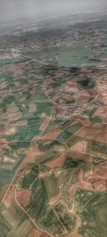 High angle view of agricultural field against sky