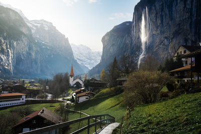 Panoramic view of mountains against sky