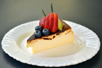 Close-up of dessert in plate on table