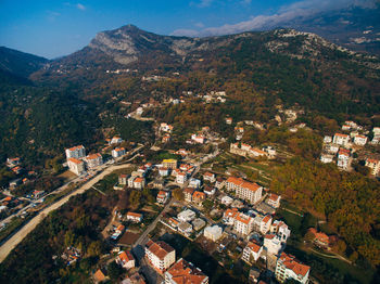 High angle view of townscape against sky