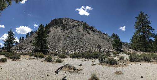 Low angle view of land against sky