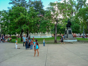 People on footpath in park