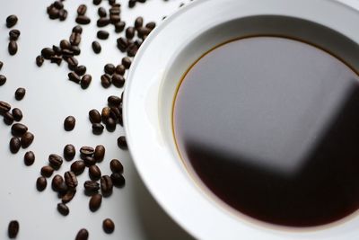 Directly above shot of coffee cup on table