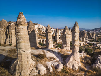 Rock formations against blue sky