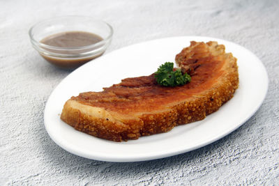 Close-up of food in plate on table