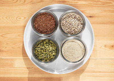 High angle view of food on table