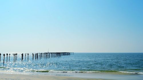 Scenic view of sea against clear sky