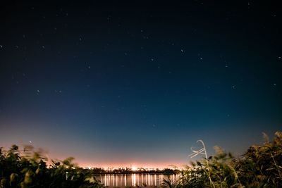 Scenic view of illuminated star field against sky at night