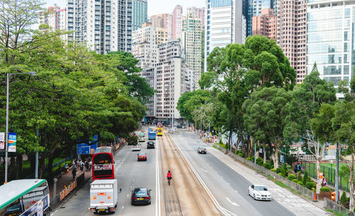 Traffic on road in city