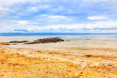 Scenic view of beach against sky