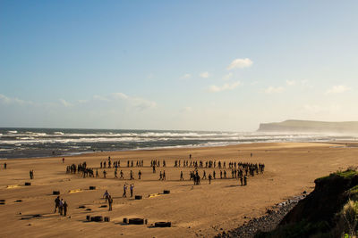 Group of people on beach british army