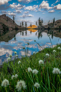 Scenic view of lake against sky