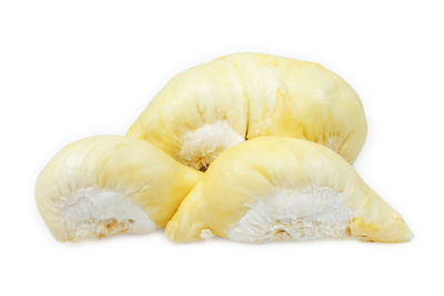 Close-up of bread on white background