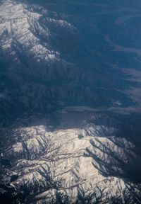 High angle view of snow covered landscape