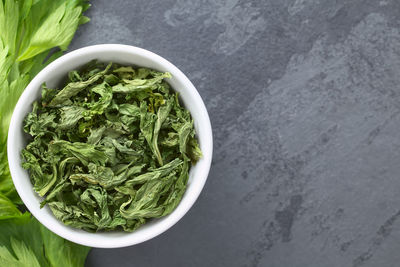 High angle view of plants in bowl